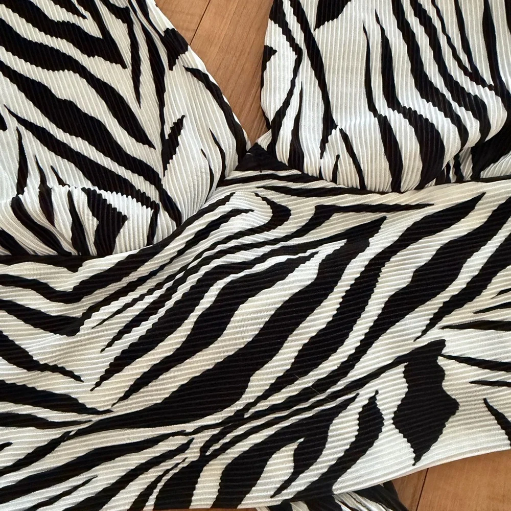 Zebra Print Long Tie Back Halter Top